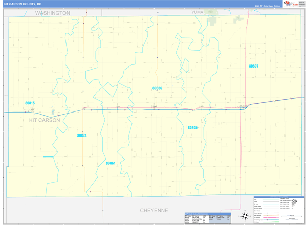 Kit Carson County, CO Zip Code Map
